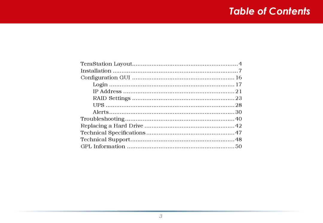 Buffalo Technology TS-RITGL/R5 user manual Table of Contents 