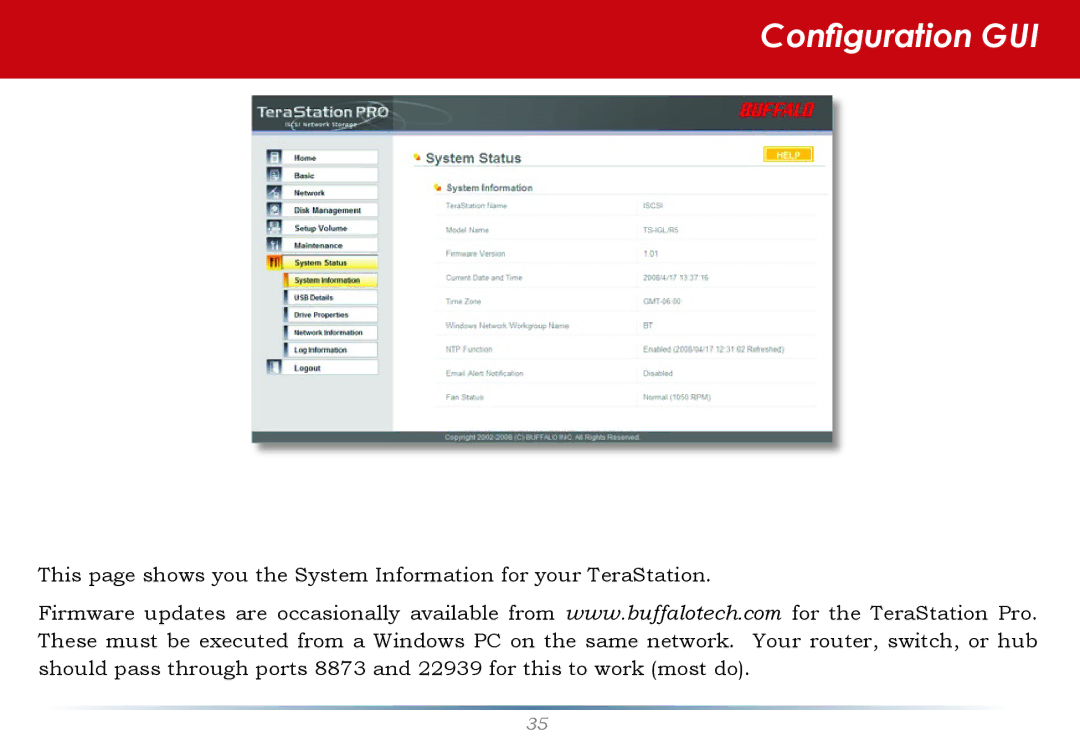 Buffalo Technology TS-RITGL/R5 user manual Configuration GUI 