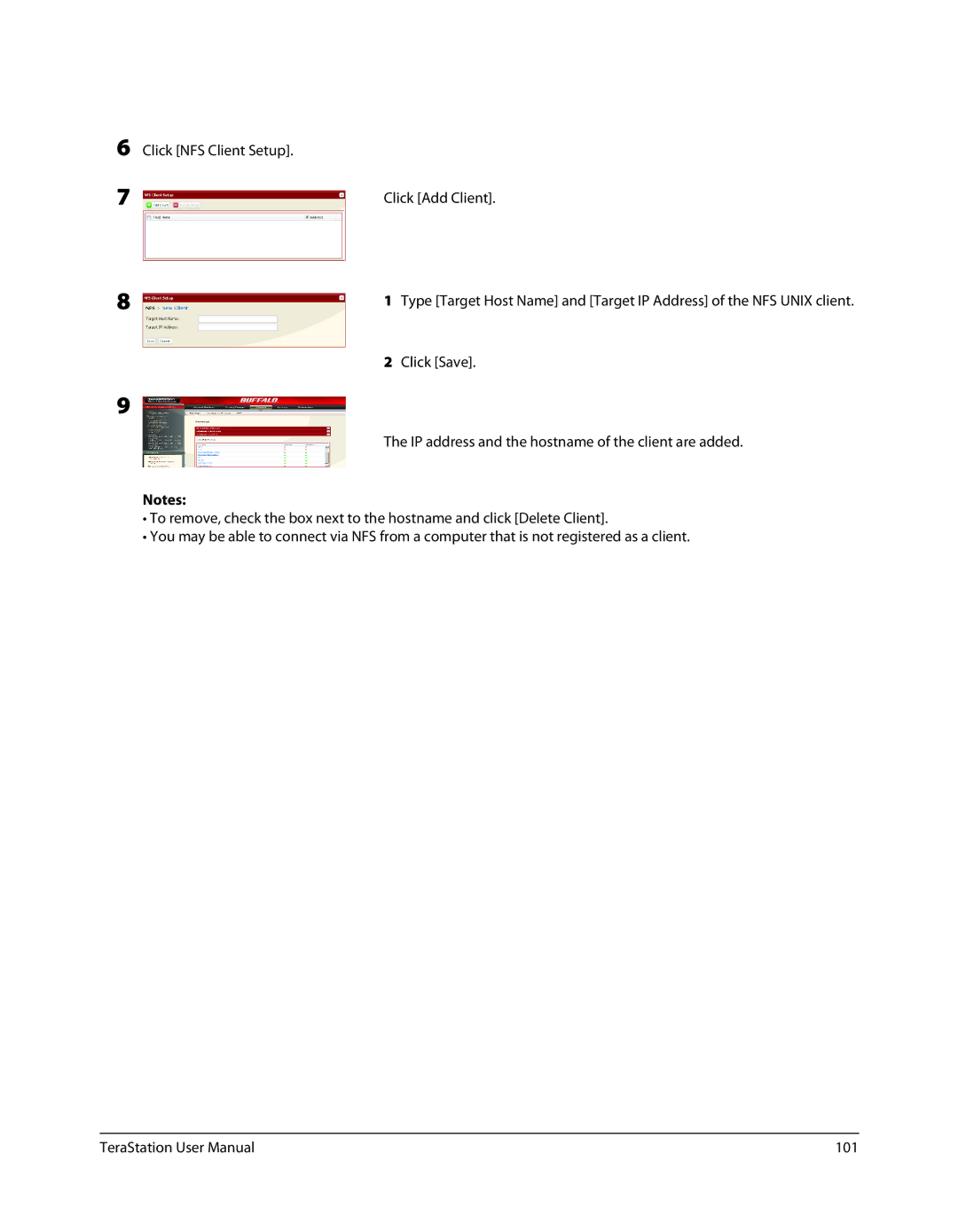 Buffalo Technology TSXE80TLR5, TS-RXL user manual Click NFS Client Setup 