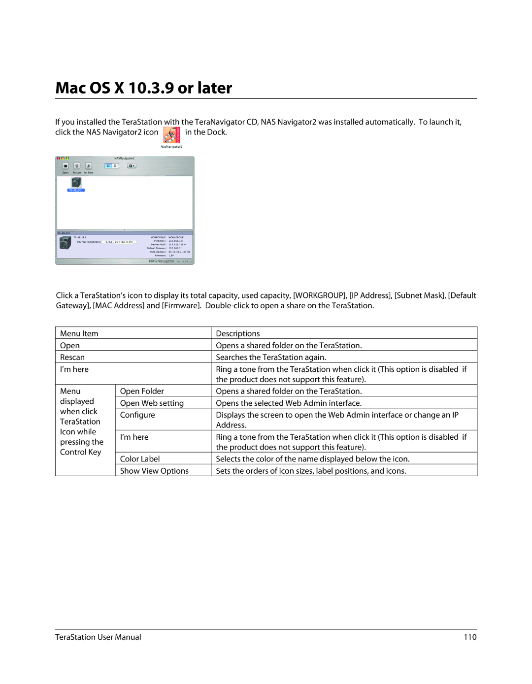 Buffalo Technology TS-RXL, TSXE80TLR5 user manual Mac OS X 10.3.9 or later 