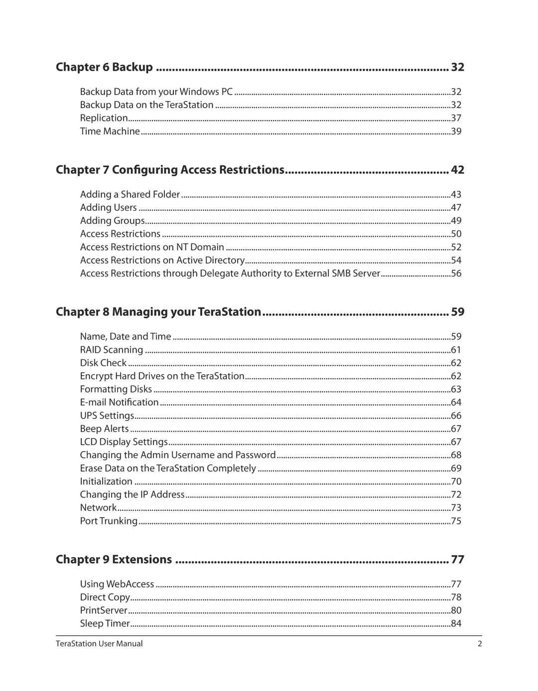 Buffalo Technology TS-RXL, TSXE80TLR5 user manual Backup, Using WebAccess Direct Copy PrintServer Sleep Timer 