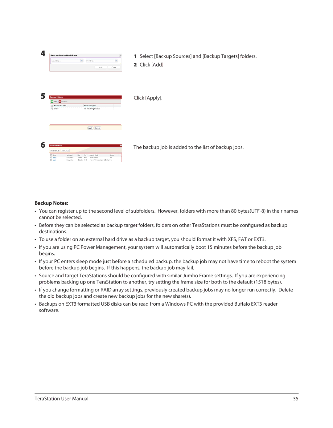 Buffalo Technology TSXE80TLR5, TS-RXL user manual Backup Notes 