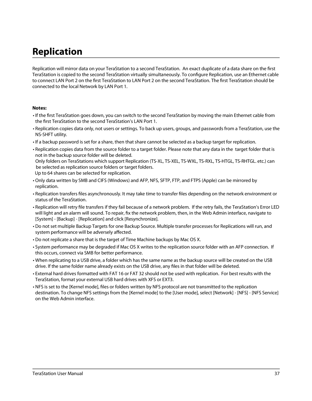 Buffalo Technology TSXE80TLR5, TS-RXL user manual Replication, TeraStation’s LAN Port, Status of the TeraStation 