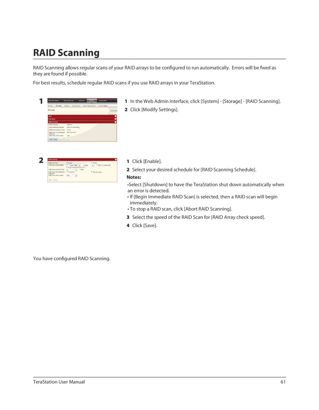 Buffalo Technology TSXE80TLR5, TS-RXL user manual RAID Scanning, Click Enable 