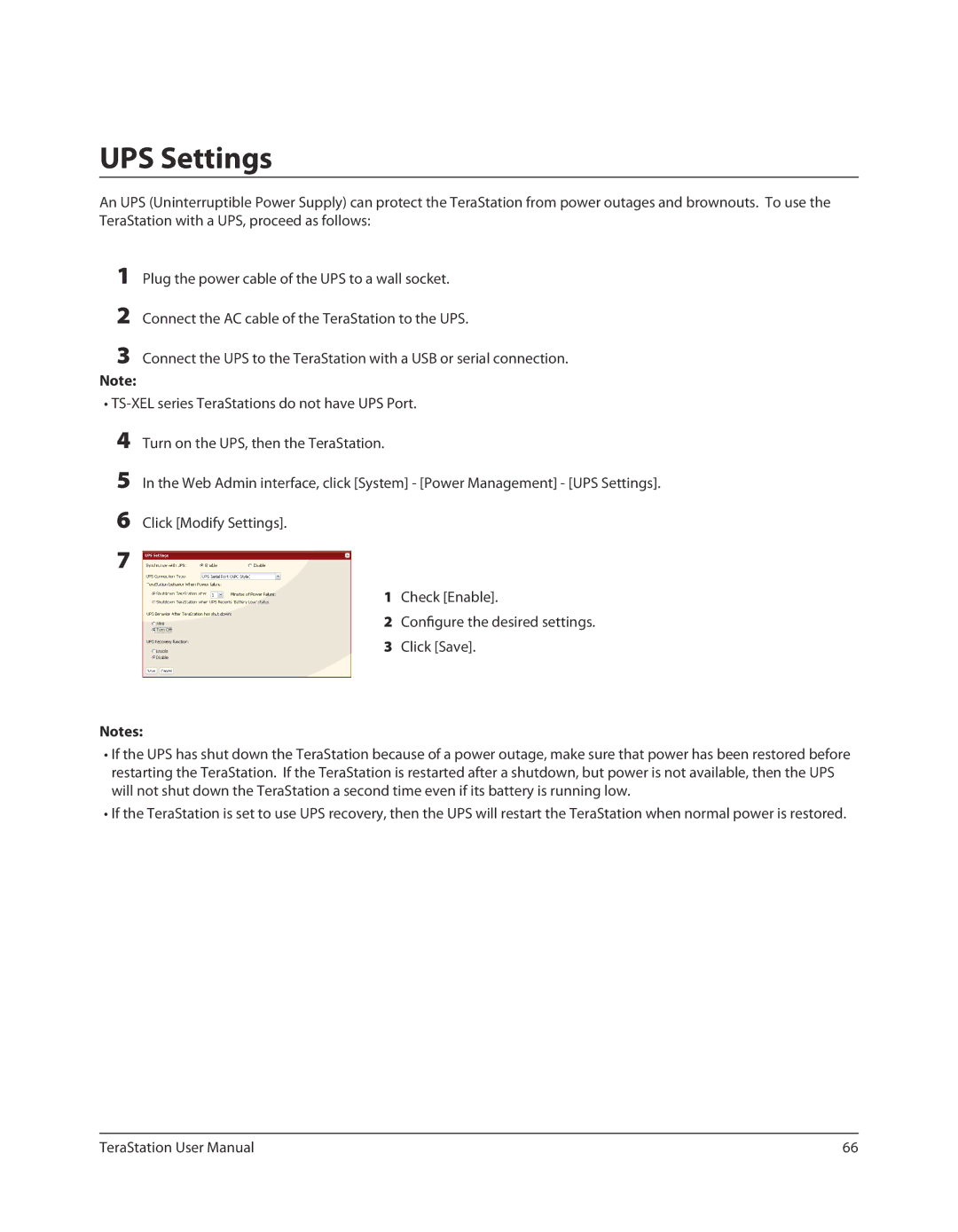 Buffalo Technology TS-RXL, TSXE80TLR5 user manual UPS Settings 