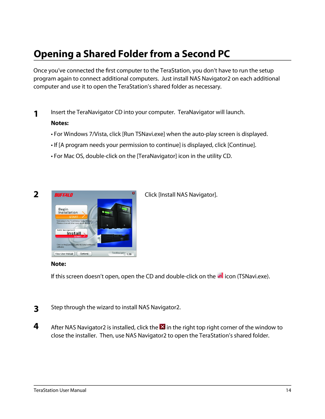 Buffalo Technology TS-RXL, TSXE80TLR5 user manual Opening a Shared Folder from a Second PC 