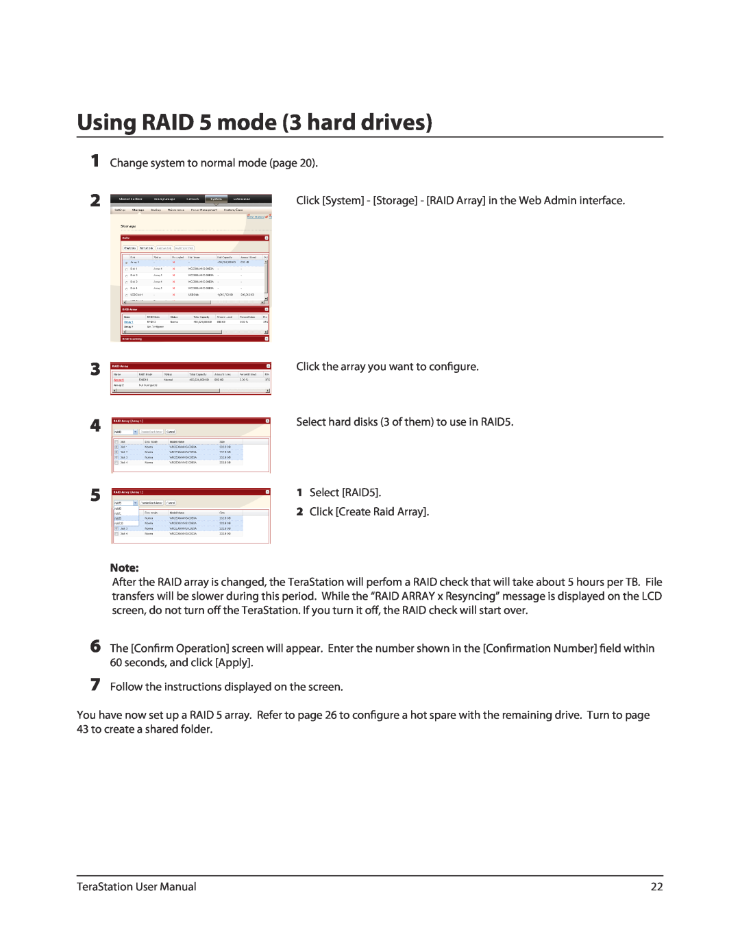 Buffalo Technology TS-RXL, TSXE80TLR5 user manual Using RAID 5 mode 3 hard drives 