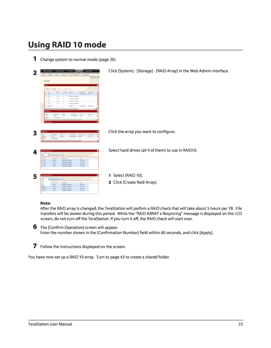Buffalo Technology TSXE80TLR5, TS-RXL user manual Using RAID 10 mode, Select hard drives all 4 of them to use in RAID10 