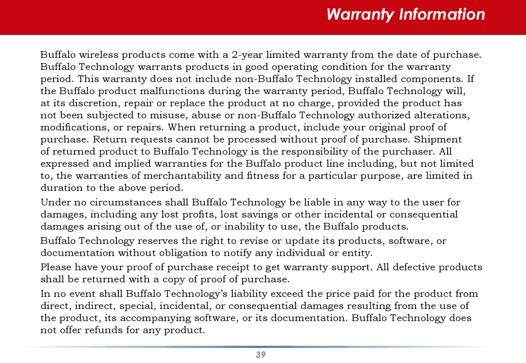 Buffalo Technology User Manual user manual Warranty Information 