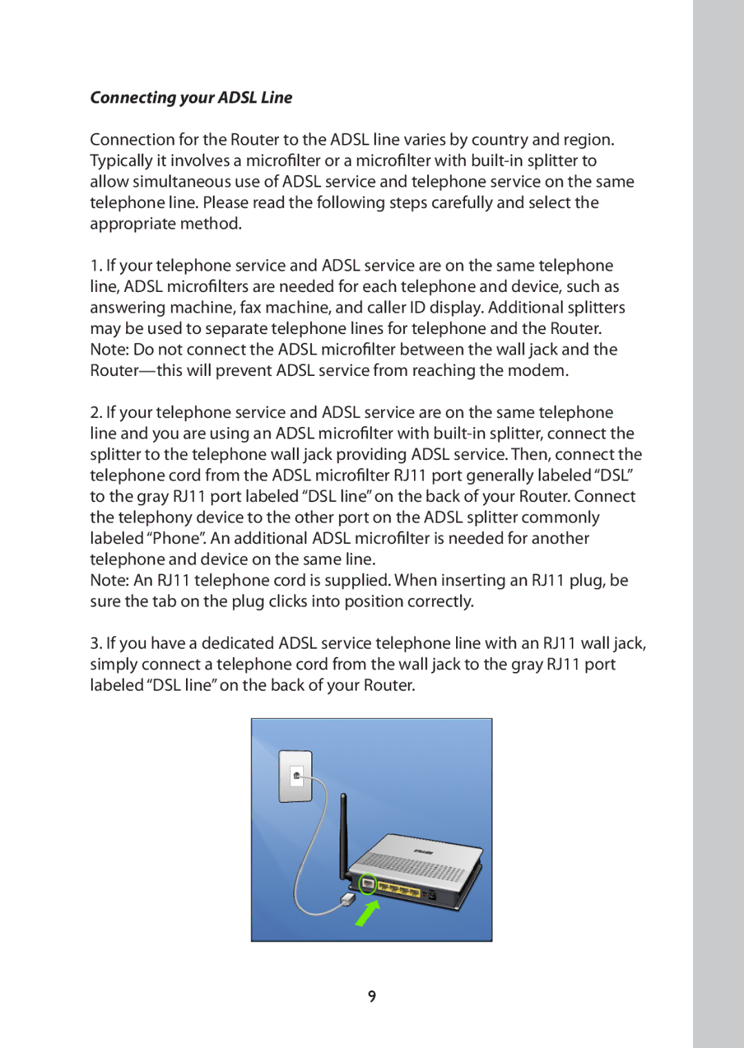 Buffalo Technology WBMR-G125 manual Connecting your Adsl Line 