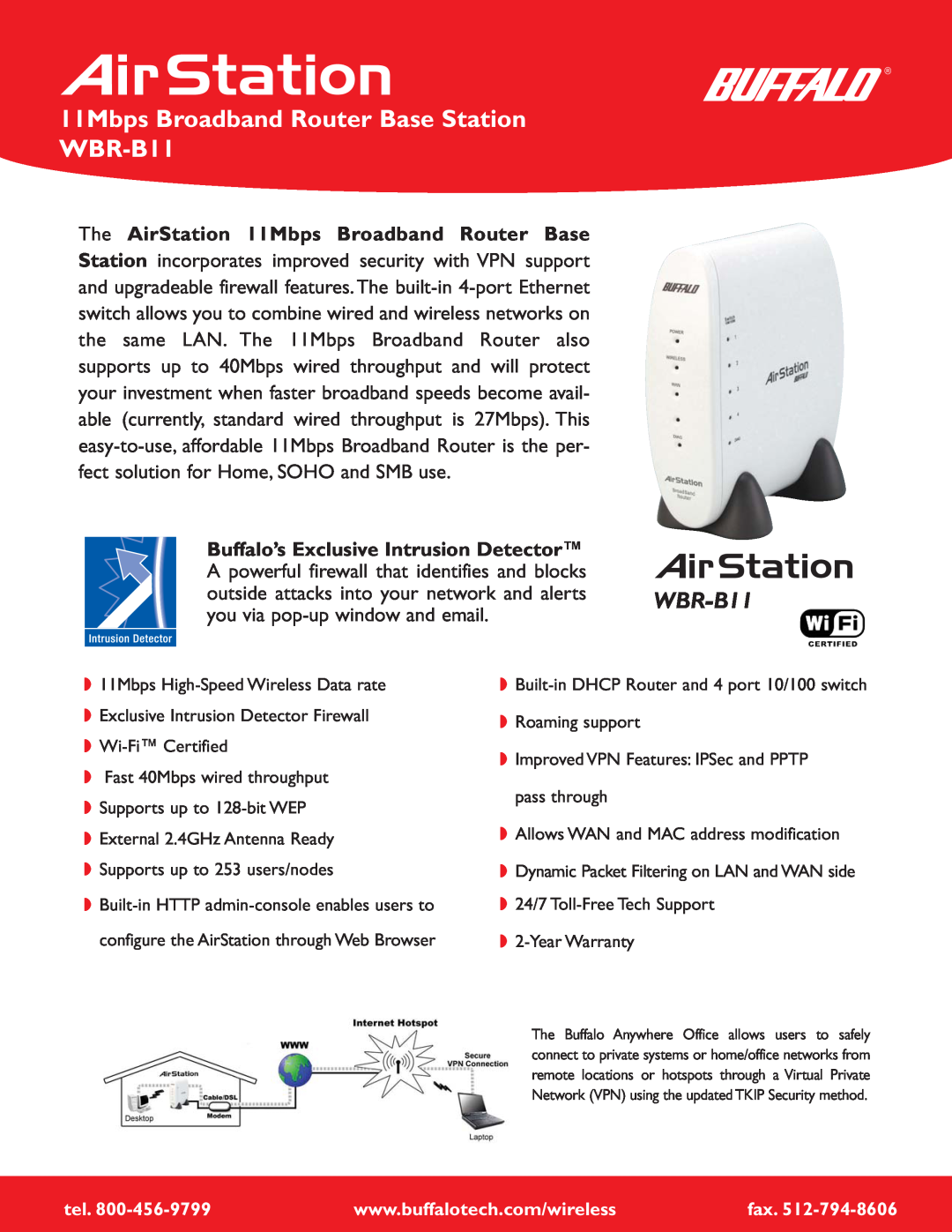 Buffalo Technology warranty 11Mbps Broadband Router Base Station WBR-B11, The AirStation 11Mbps Broadband Router Base 