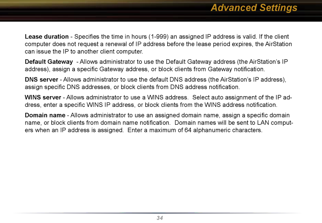 Buffalo Technology WBR2-G54 user manual Advanced Settings 