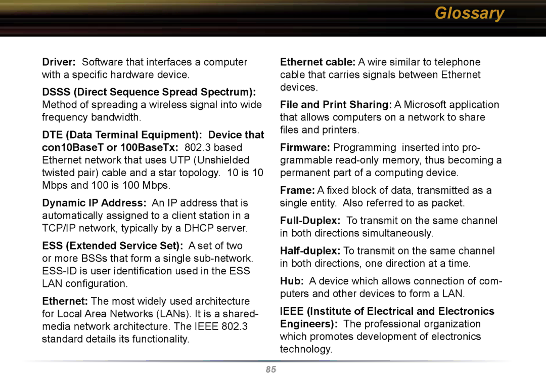 Buffalo Technology WBR2-G54 user manual Dsss Direct Sequence Spread Spectrum 