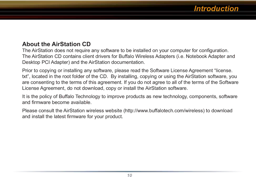 Buffalo Technology WBR2-G54S user manual About the AirStation CD 