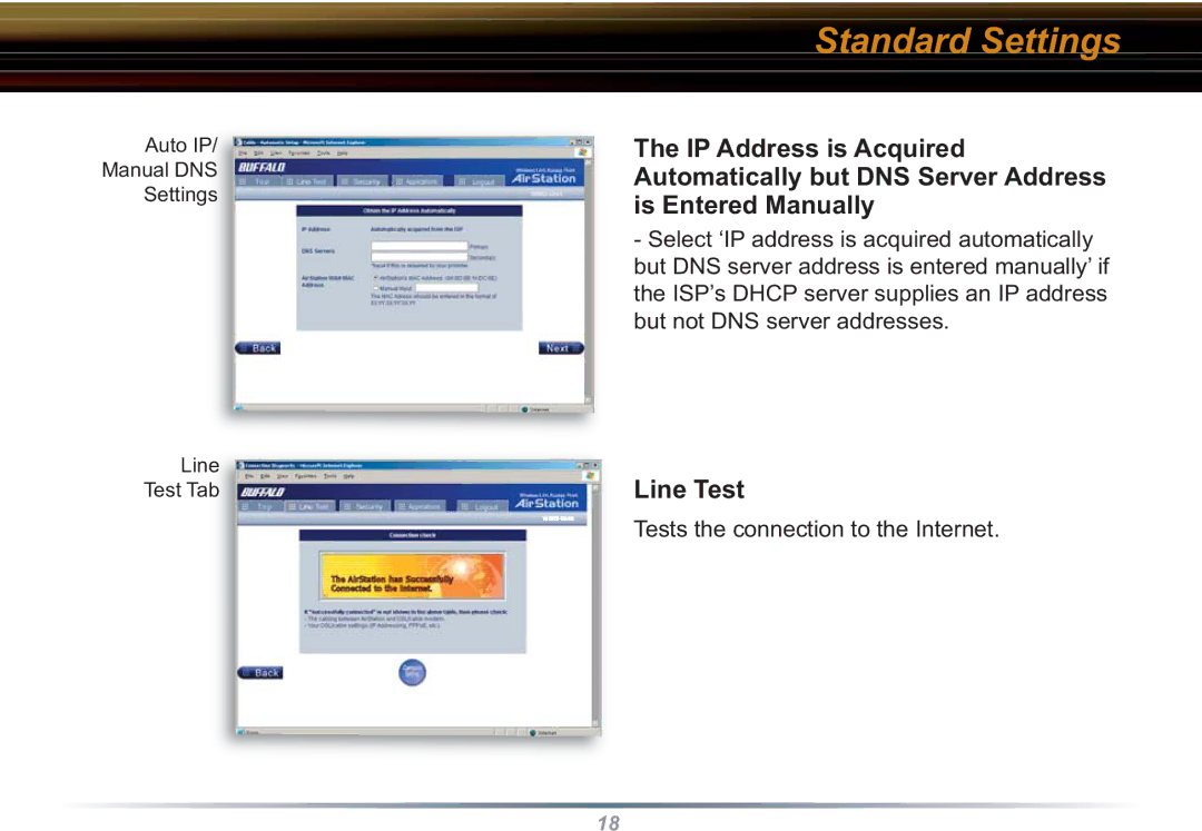 Buffalo Technology WBR2-G54S user manual Line Test 