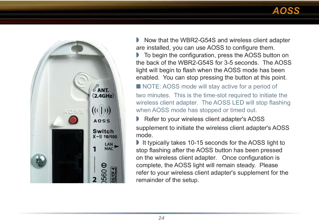 Buffalo Technology WBR2-G54S user manual Aoss 