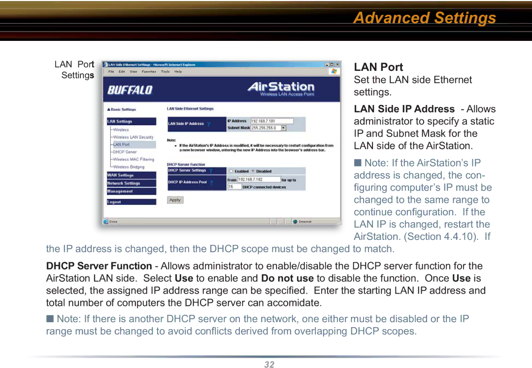 Buffalo Technology WBR2-G54S user manual LAN Port 