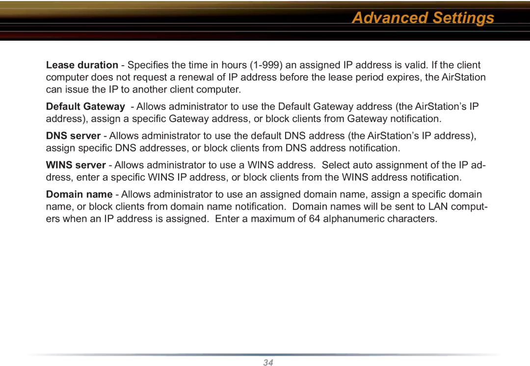 Buffalo Technology WBR2-G54S user manual Advanced Settings 