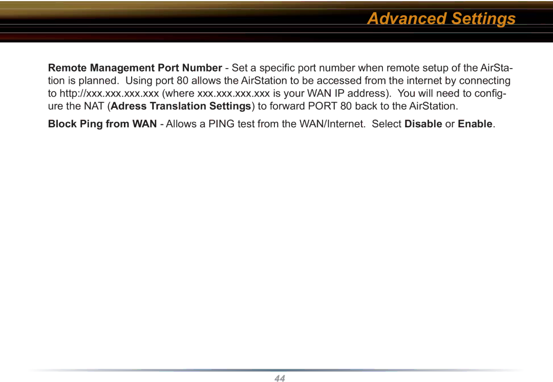 Buffalo Technology WBR2-G54S user manual Advanced Settings 