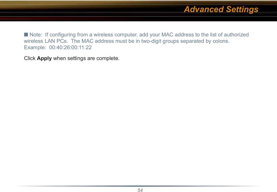 Buffalo Technology WBR2-G54S user manual Click Apply when settings are complete 