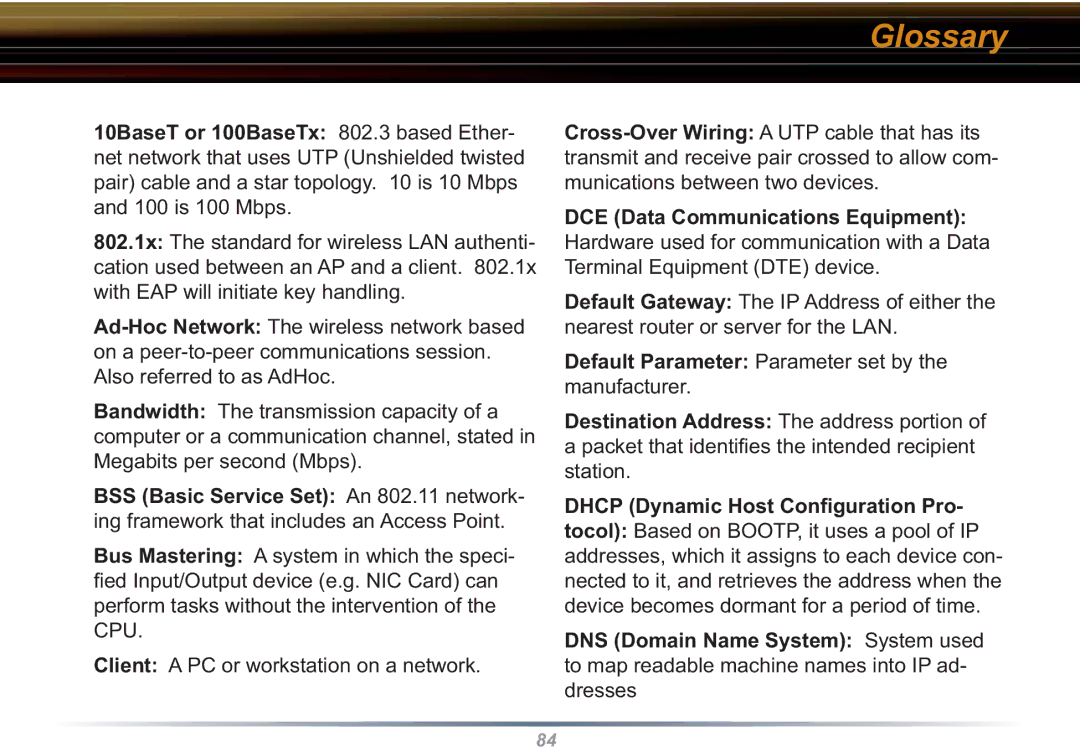 Buffalo Technology WBR2-G54S user manual Glossary 