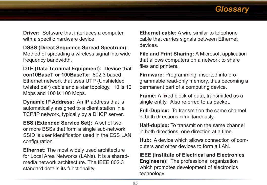 Buffalo Technology WBR2-G54S user manual Glossary 