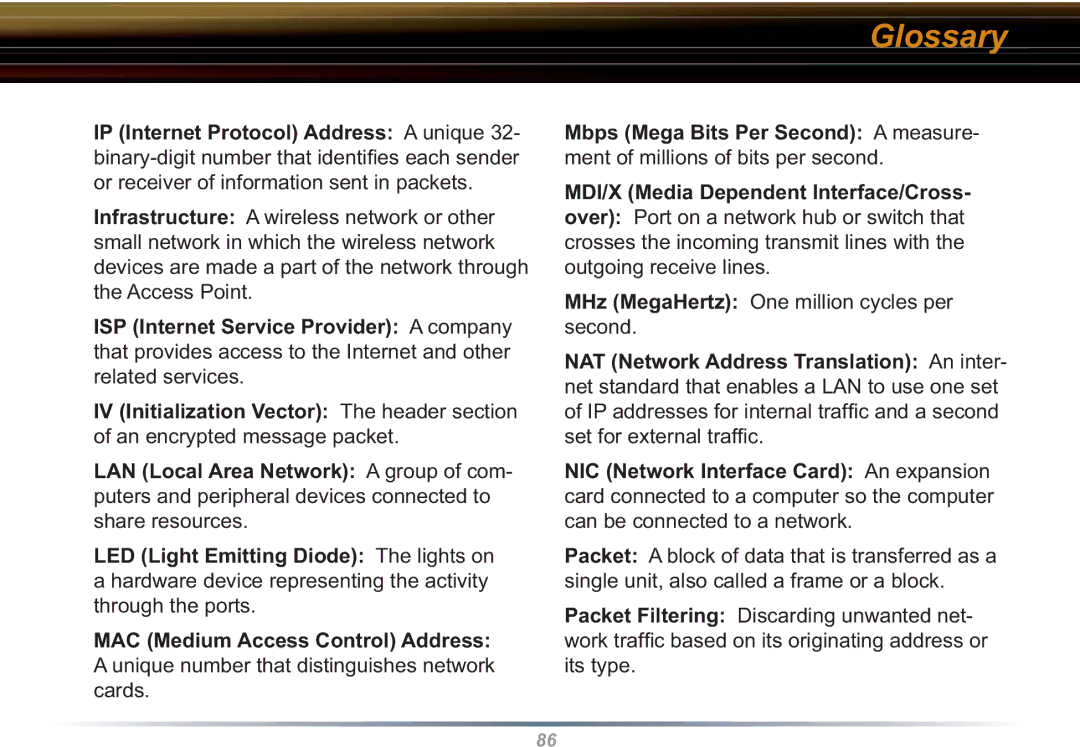 Buffalo Technology WBR2-G54S user manual MHz MegaHertz One million cycles per second 