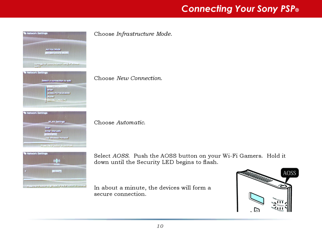 Buffalo Technology WCA-G warranty Connecting Your Sony PSP 