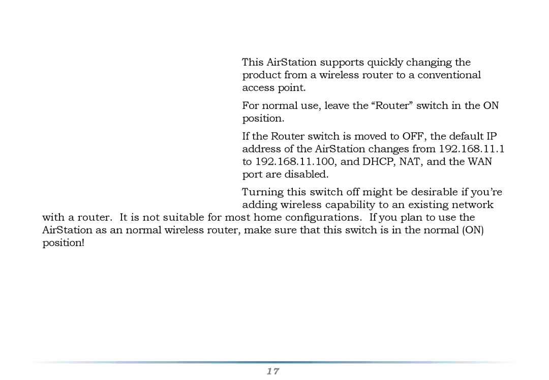 Buffalo Technology WHR-G125 user manual Router Mode 