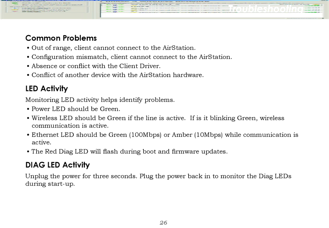 Buffalo Technology WHR-G125 user manual Troubleshooting, Common Problems 