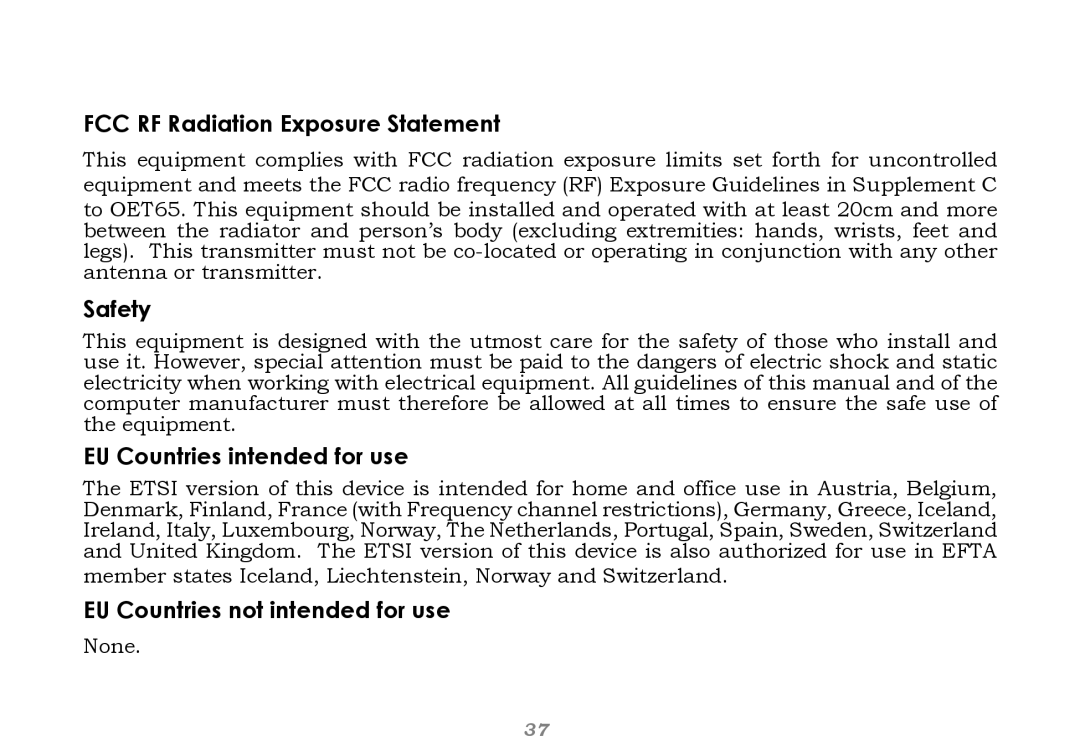 Buffalo Technology WHR-G125 user manual EU Countries not intended for use 