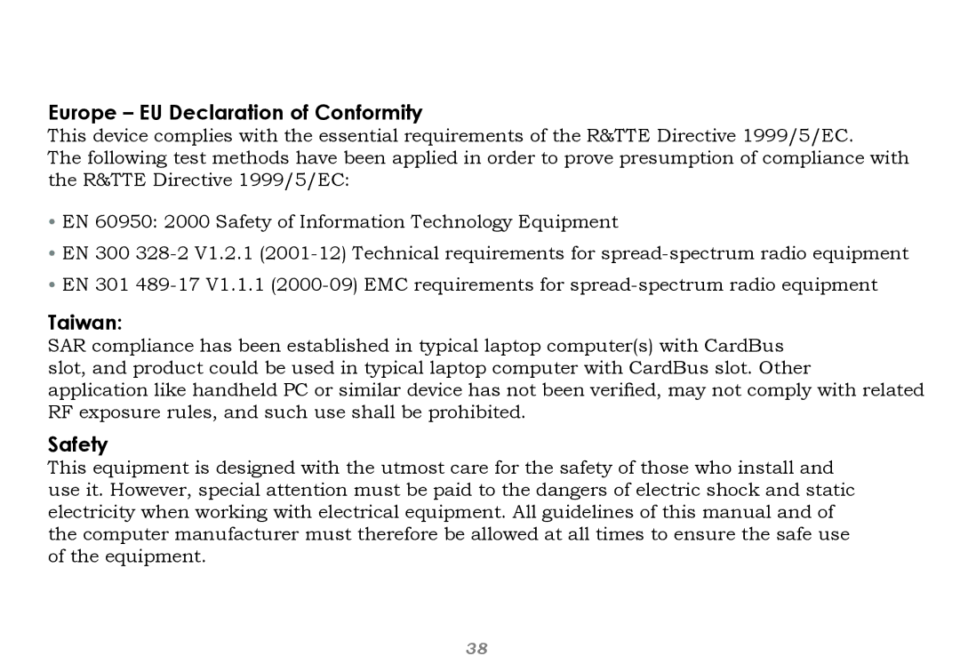 Buffalo Technology WHR-G125 user manual Europe EU Declaration of Conformity 