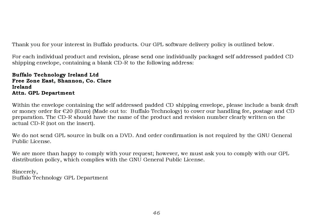 Buffalo Technology WHR-G125 user manual GPL Information Europe 