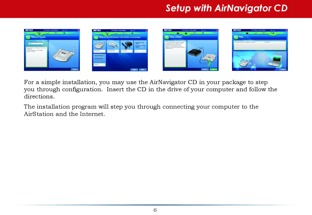 Buffalo Technology WHR-G125 user manual Setup with AirNavigator CD 