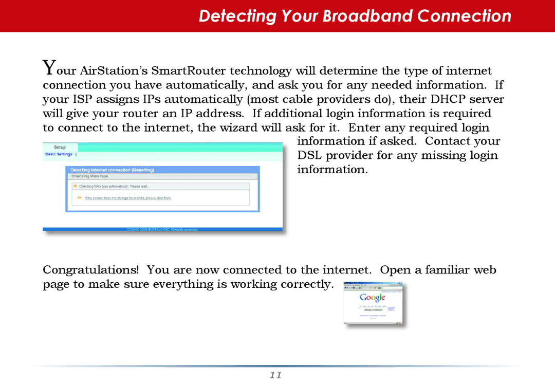 Buffalo Technology WHR-G300N-US user manual Detecting Your Broadband Connection 