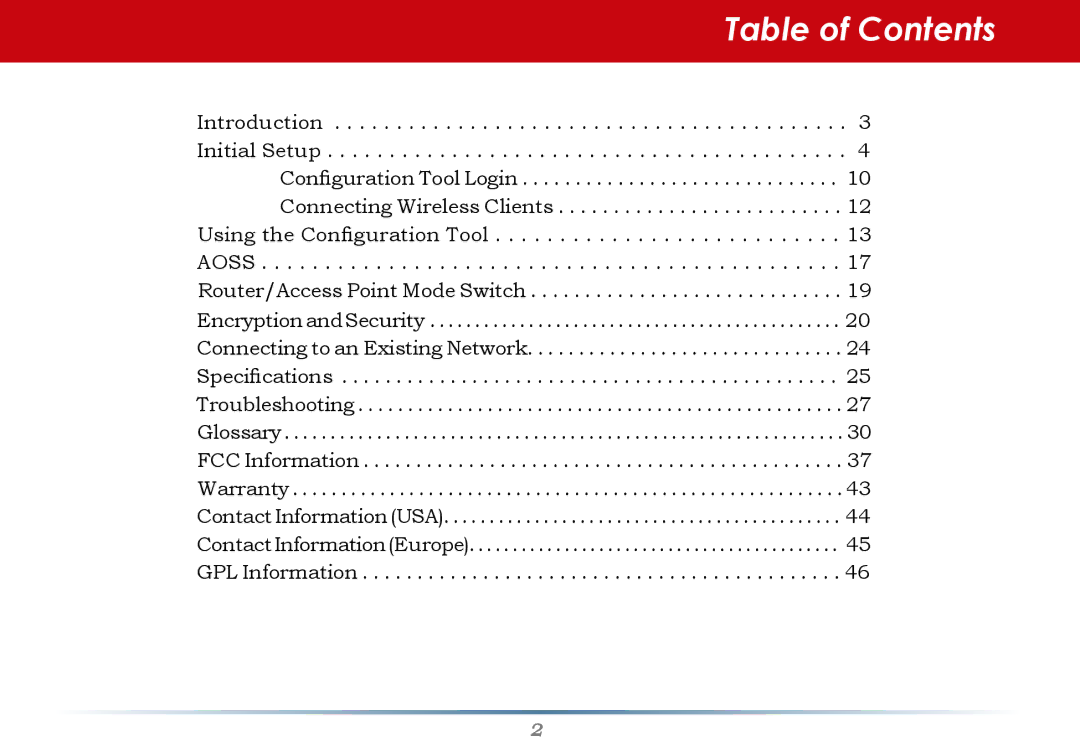 Buffalo Technology WHR-G300N-US user manual Table of Contents 