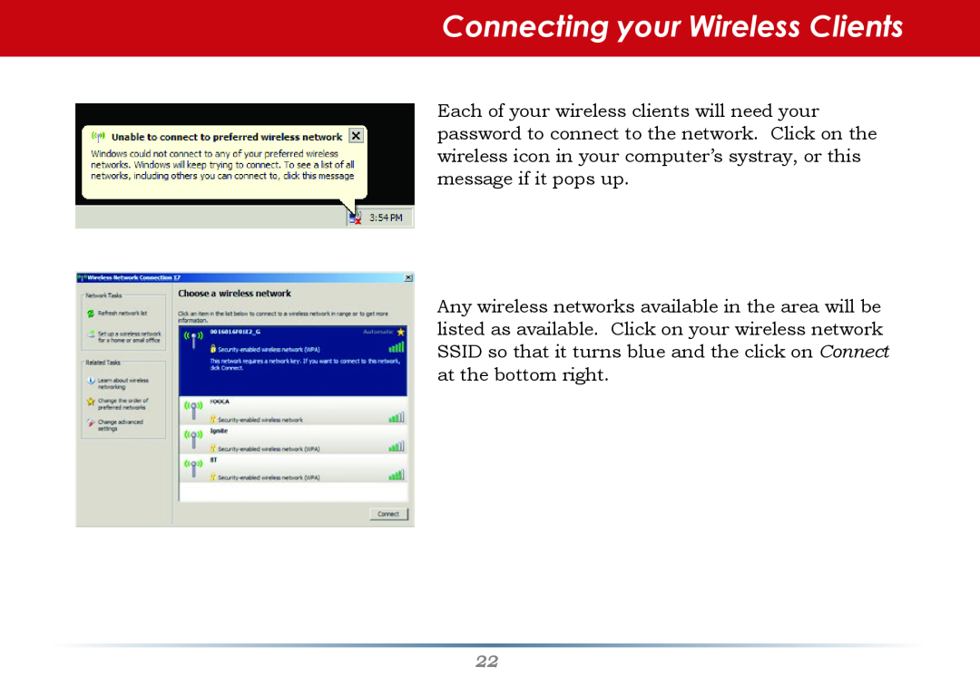 Buffalo Technology WHR-G300N-US user manual Connecting your Wireless Clients 