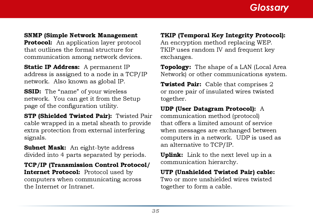 Buffalo Technology WHR-G300N-US user manual Glossary, UDP User Datagram Protocol A 