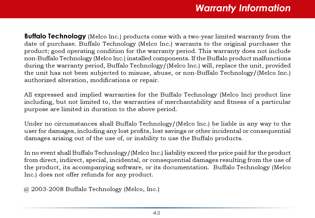 Buffalo Technology WHR-G300N-US user manual Warranty Information 