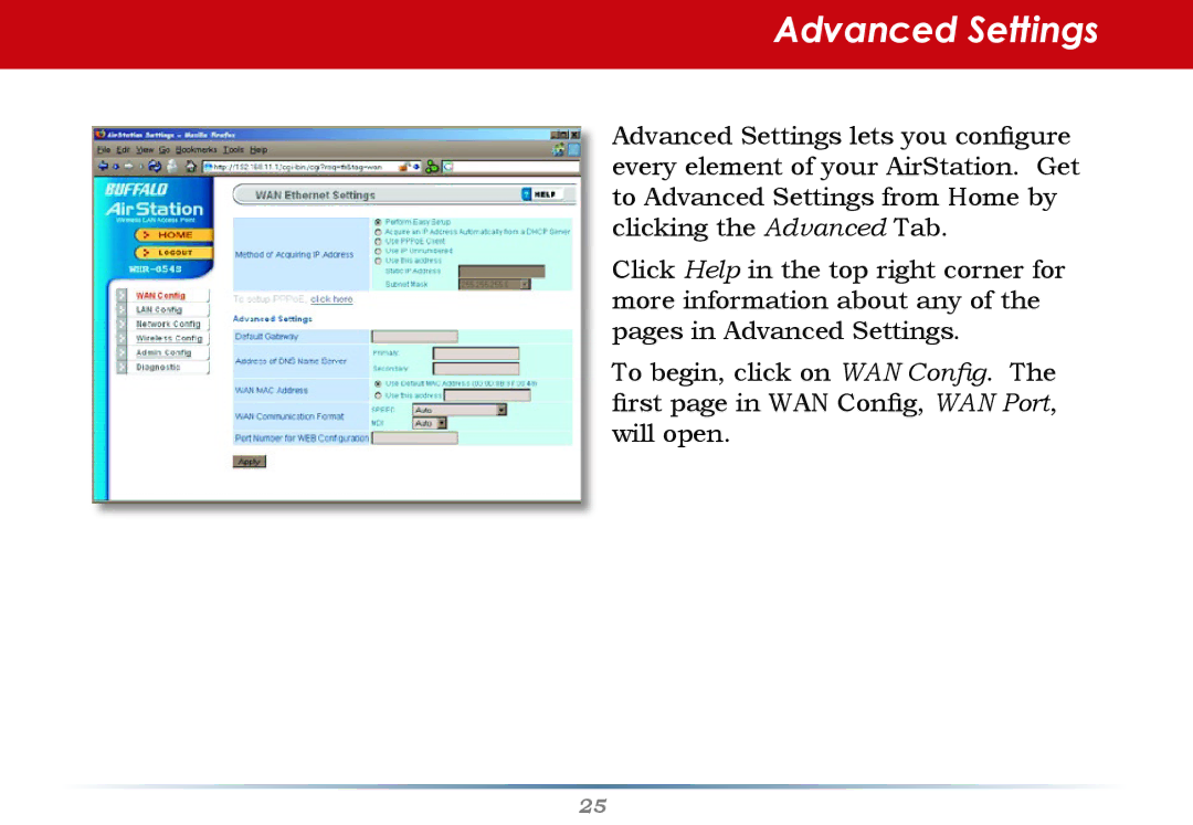 Buffalo Technology WHR-G54S user manual Advanced Settings 