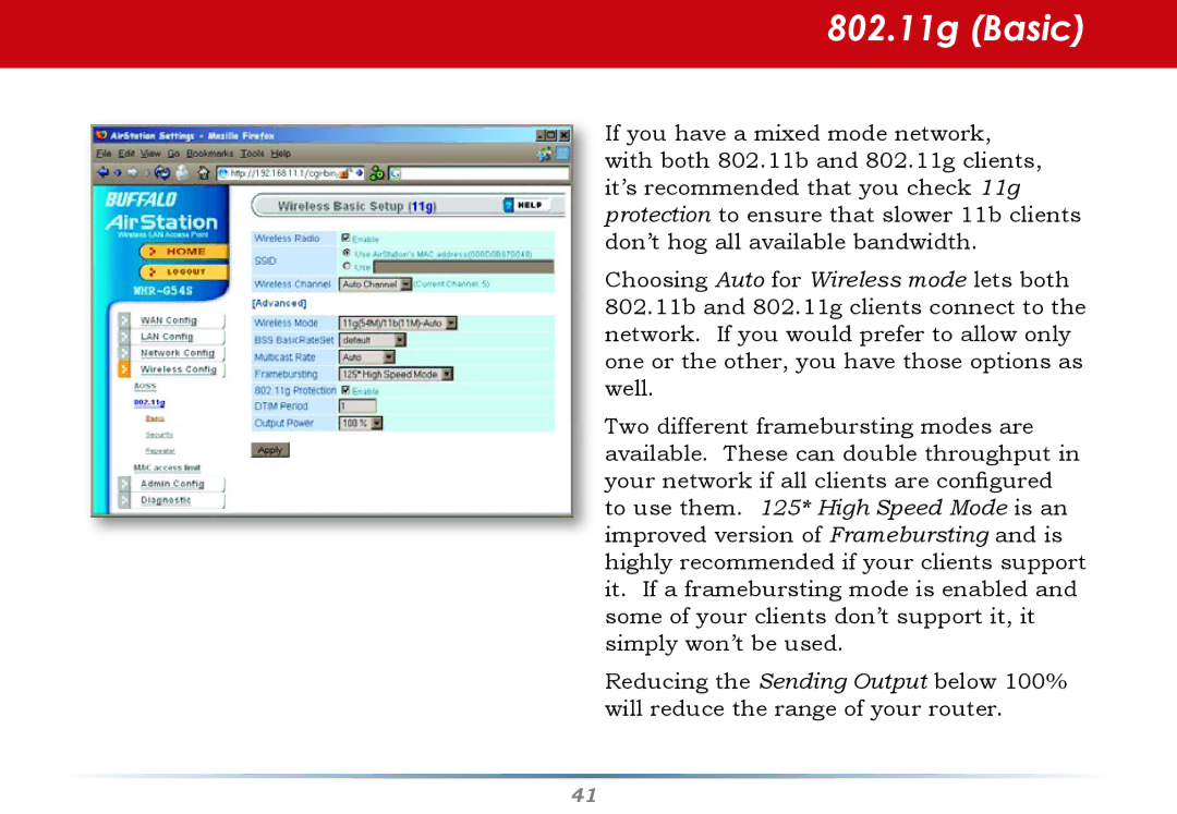Buffalo Technology WHR-G54S user manual 802.11g Basic 