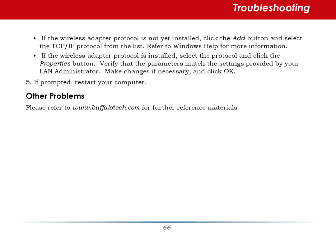 Buffalo Technology WHR-G54S user manual Other Problems 