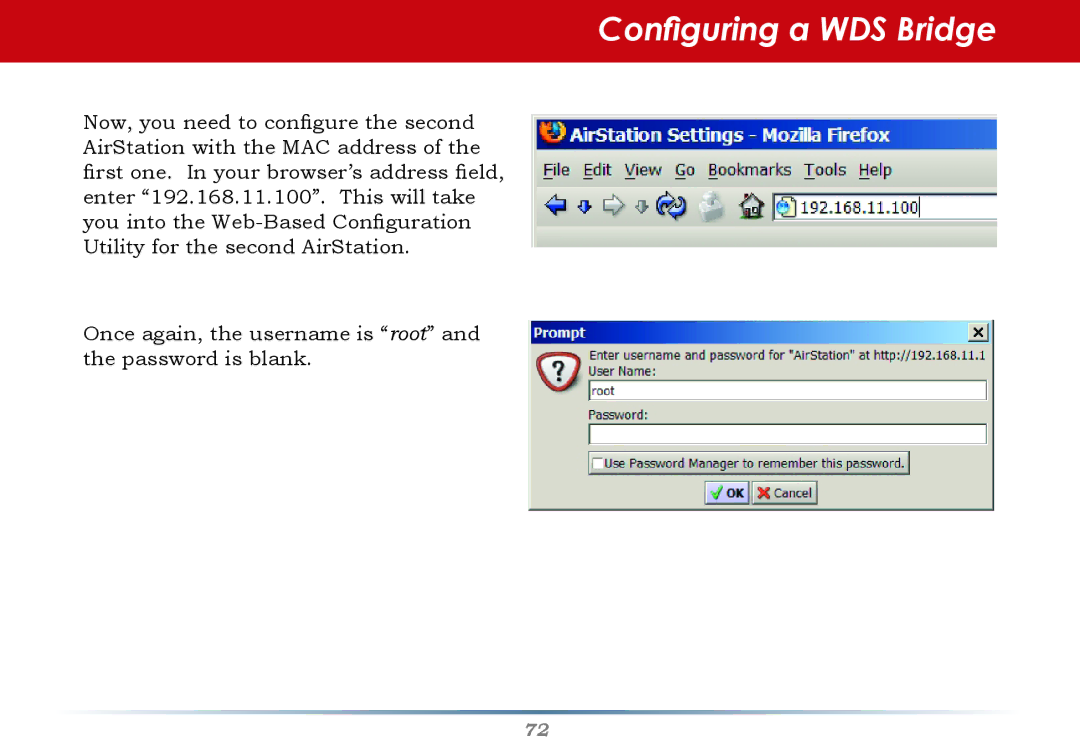 Buffalo Technology WHR-G54S user manual Configuring a WDS Bridge 