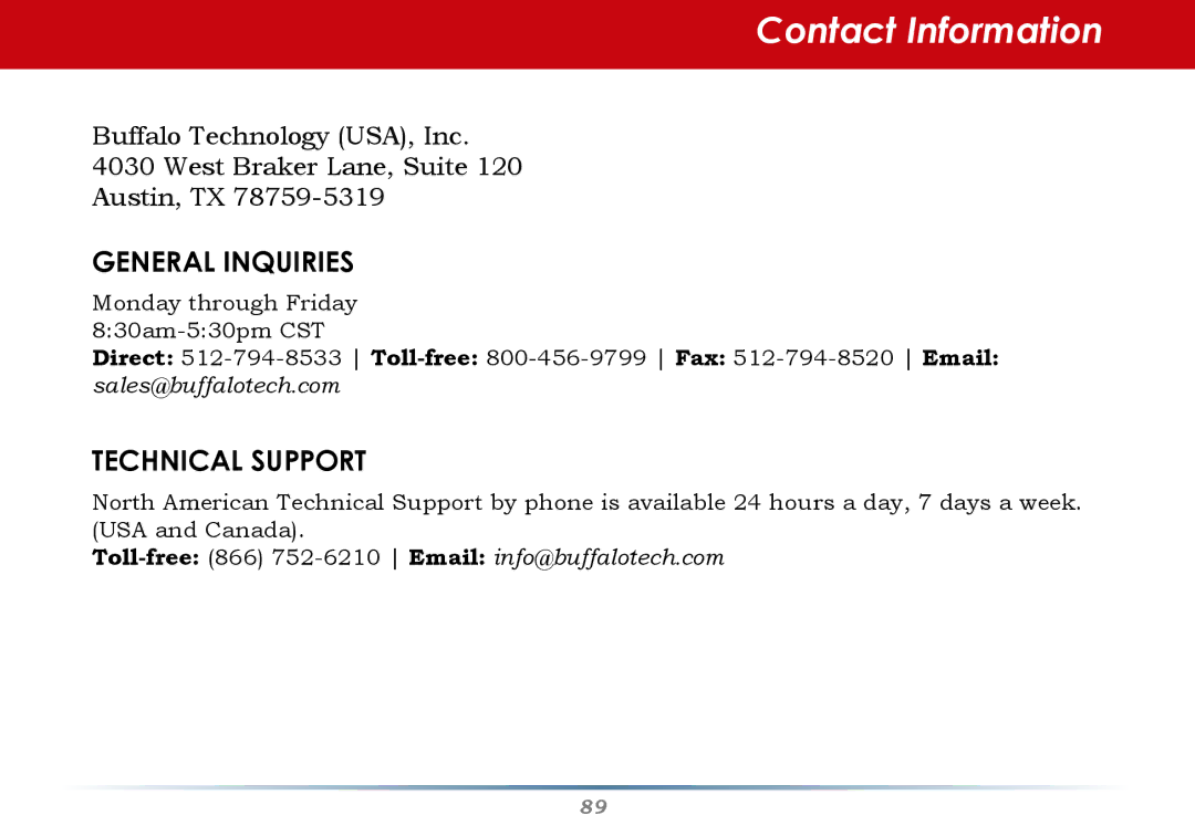 Buffalo Technology WHR-G54S user manual Contact Information, General Inquiries 