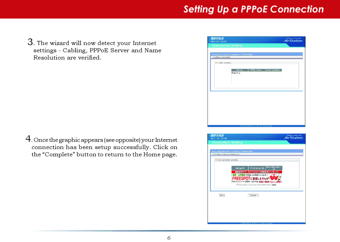 Buffalo Technology WHR-HP-AG108 setup guide Setting Up a PPPoE Connection 