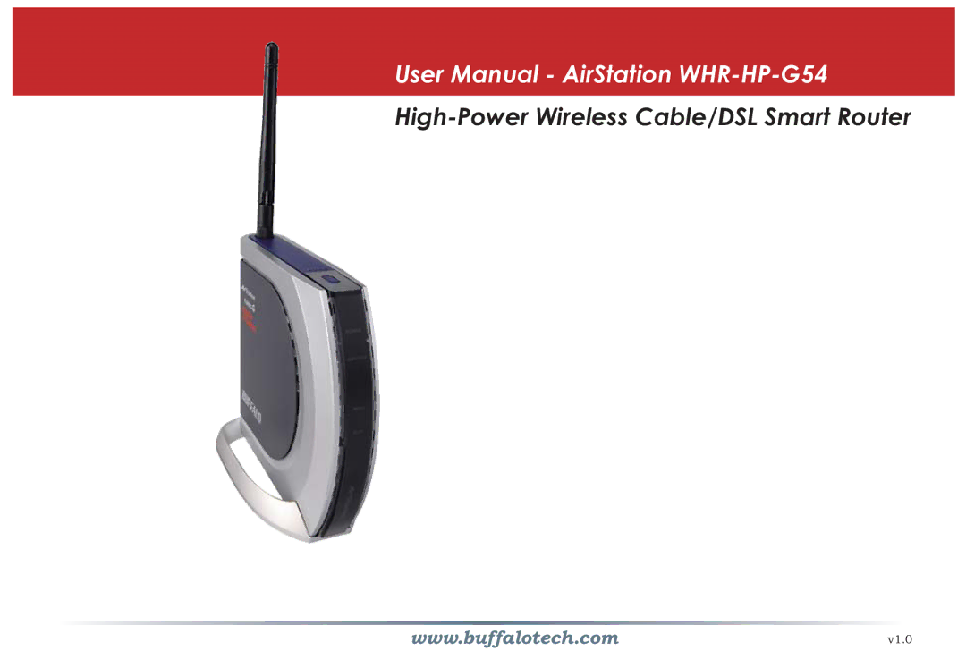 Buffalo Technology WHR-HP-G54 user manual High-Power Wireless Cable/DSL Smart Router 