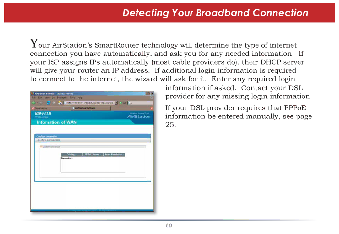 Buffalo Technology WHR-HP-G54 user manual Detecting Your Broadband Connection 