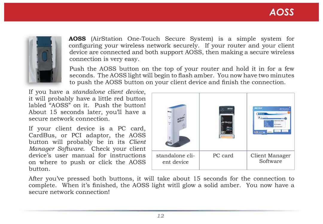 Buffalo Technology WHR-HP-G54 user manual Aoss 