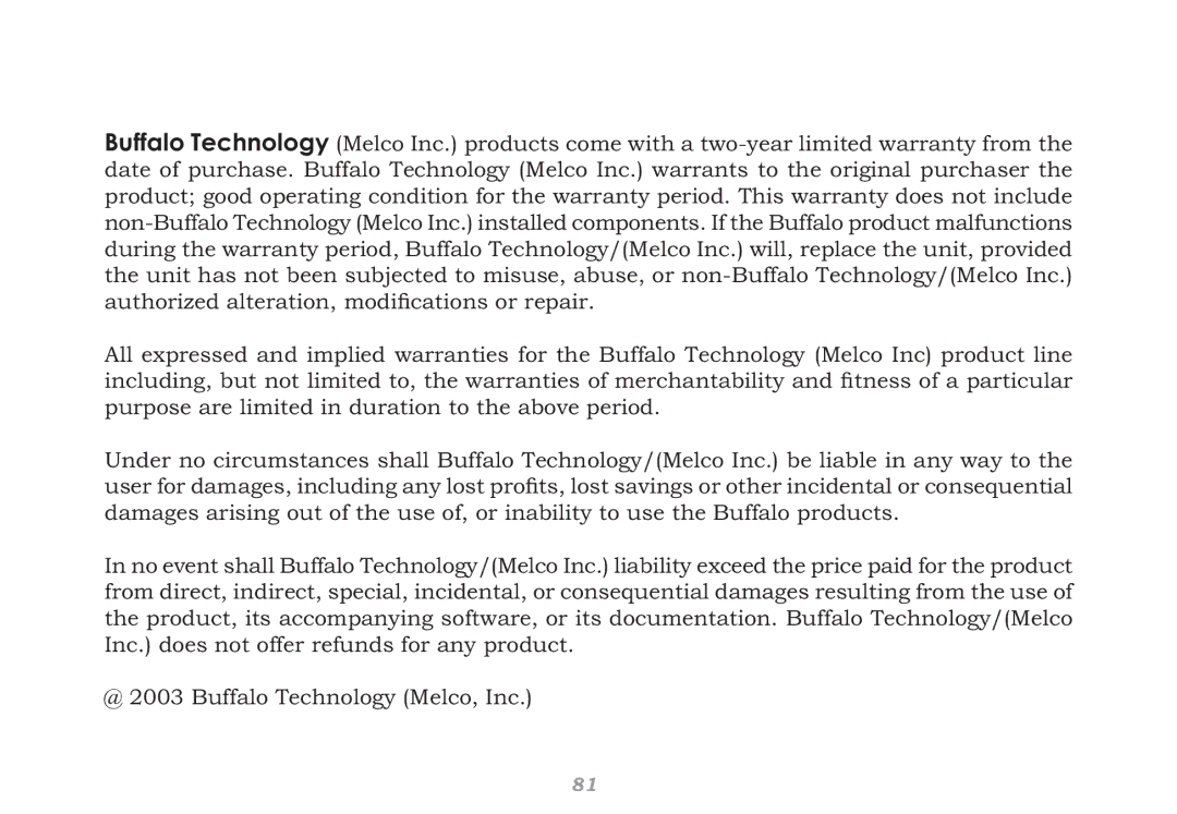 Buffalo Technology WHR-HP-G54 user manual Warranty Information 