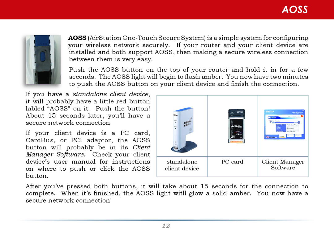 Buffalo Technology WHR-HP-G54 user manual Aoss 